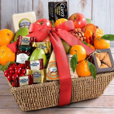 Seasonal Fruits n Cheese gourmet gift basket